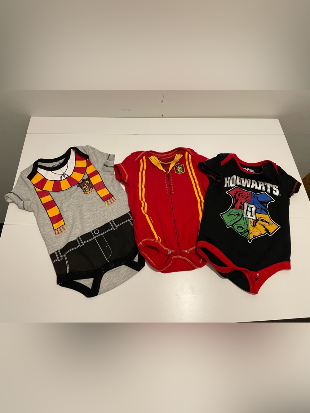 Harry Potter Brand Bundle of 3 Baby One Piece Bodysuits Size 6-9 Months